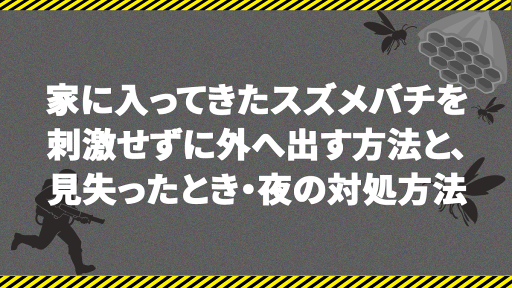 家に入ってきたスズメバチを刺激せずに外へ出す方法と、見失ったとき・夜の対処方法